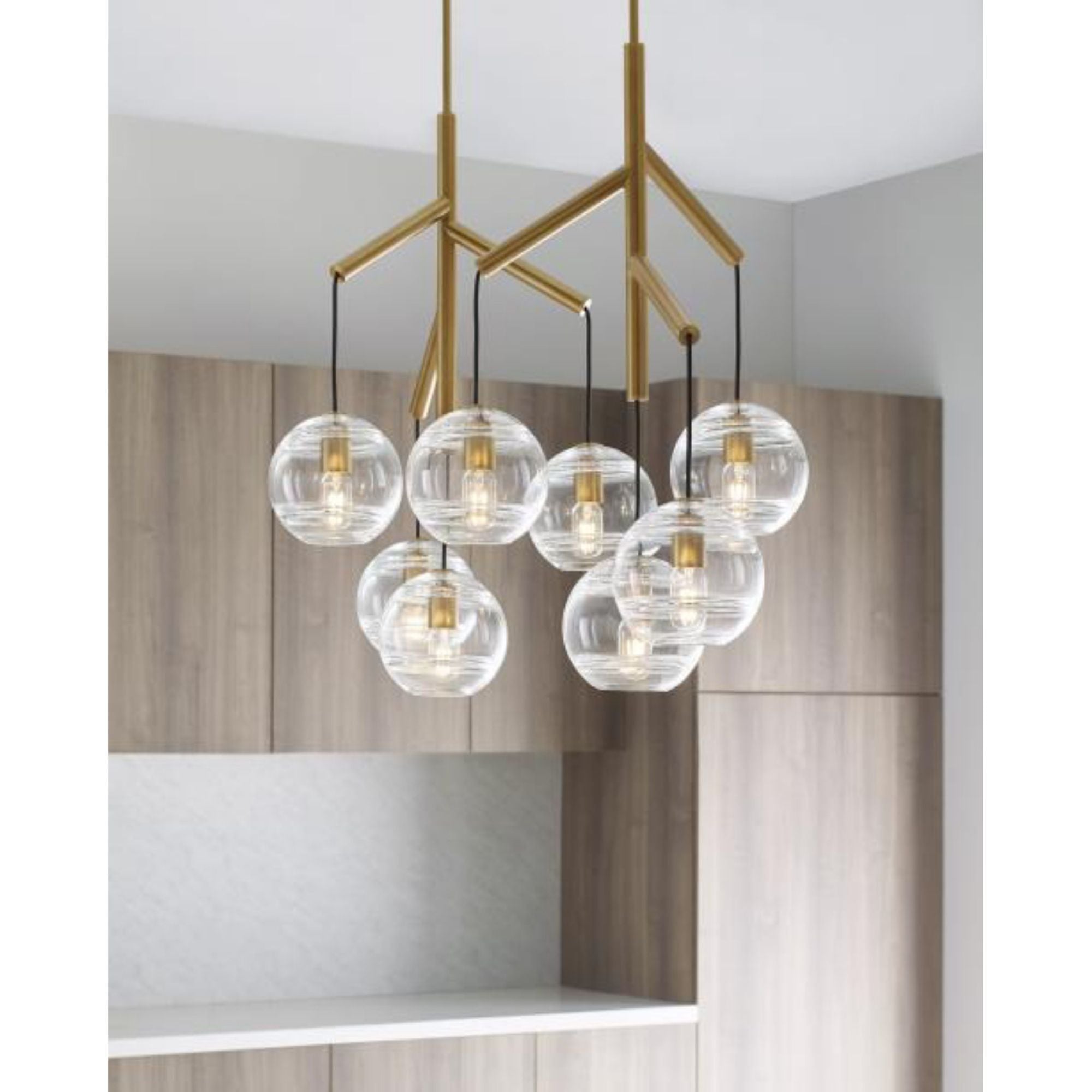 Sedona Double Chandelier Chandeliers 8-Light Satin Nickel by Sean Lavin