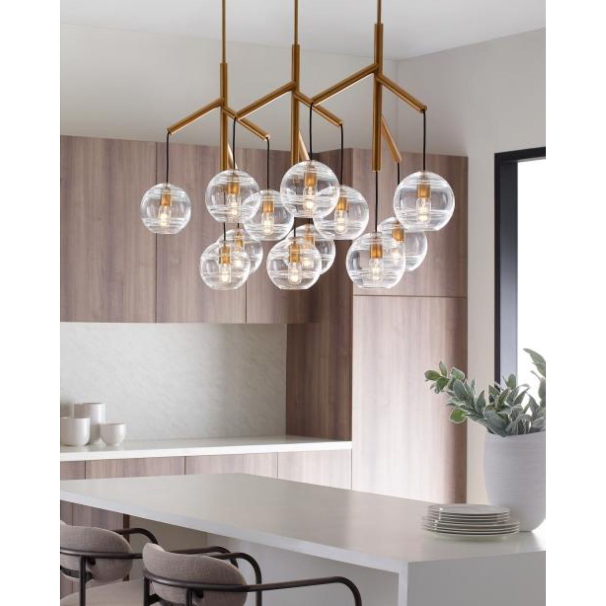 Sedona Triple Chandelier Chandeliers 12-Light Satin Nickel by Sean Lavin
