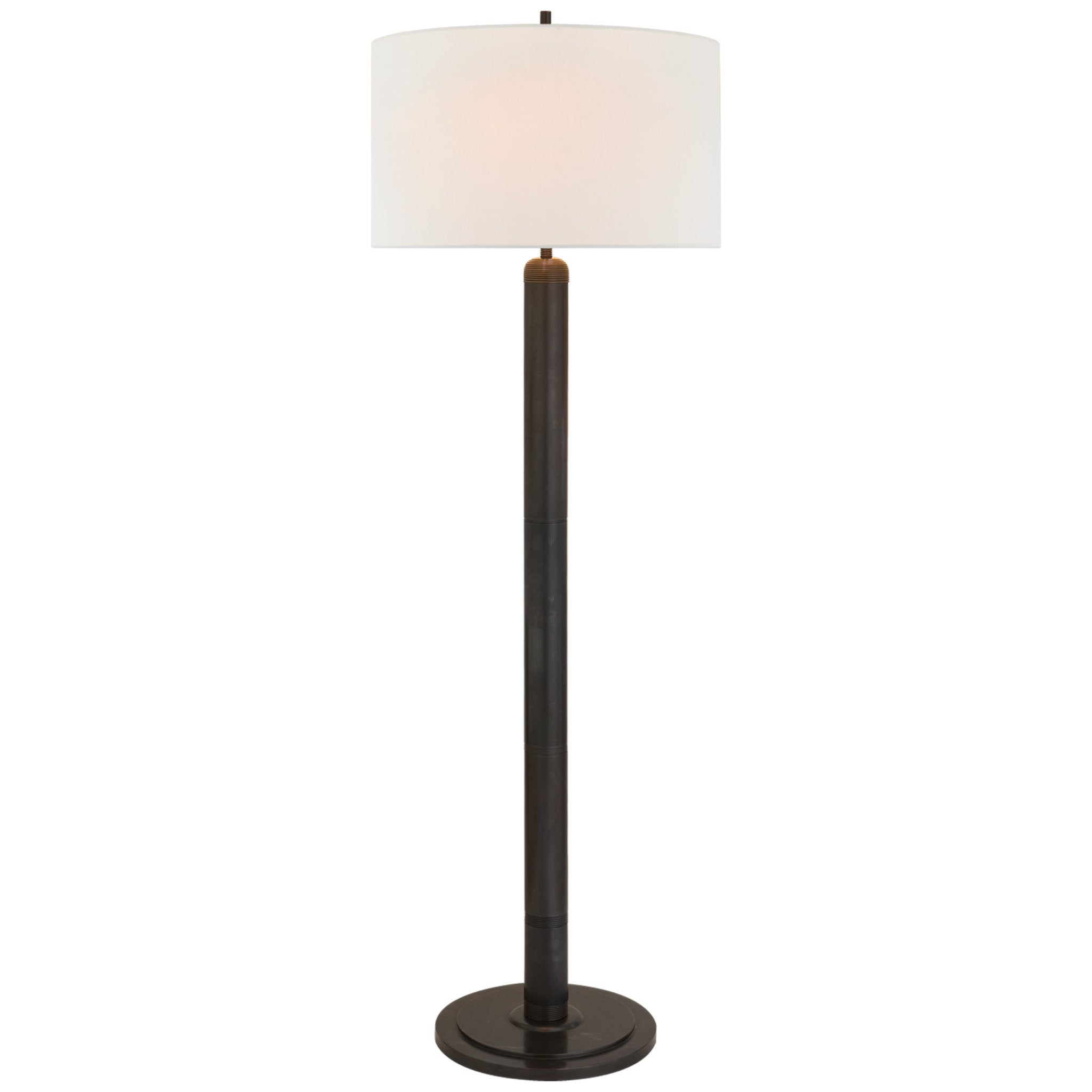 Thomas O'Brien Longacre Floor Lamp in Bronze with Linen Shade W22" x H67.75"