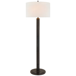 Thomas O'Brien Longacre Floor Lamp in Bronze with Linen Shade