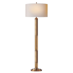 Thomas O'Brien Longacre Floor Lamp in Hand-Rubbed Antique Brass with Natural Paper Shade