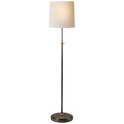 Thomas O'Brien Bryant Floor Lamp in Bronze and Hand-Rubbed Antique Brass with Natural Paper Shade
