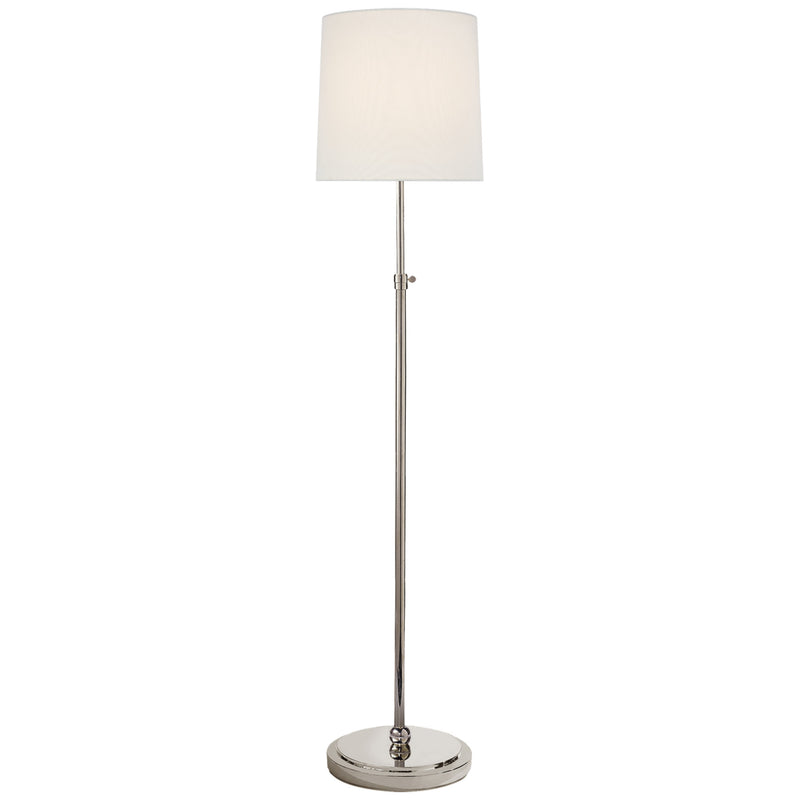 Thomas O'Brien Bryant Floor Lamp in Polished Nickel with Linen Shade