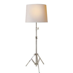 Thomas O'Brien Studio Floor Lamp in Polished Nickel with Natural Paper Shade