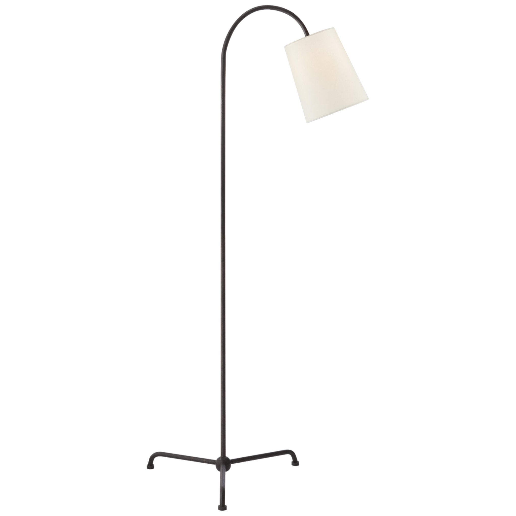 Thomas O'Brien Mia Floor Lamp in Aged Iron with Linen Shade