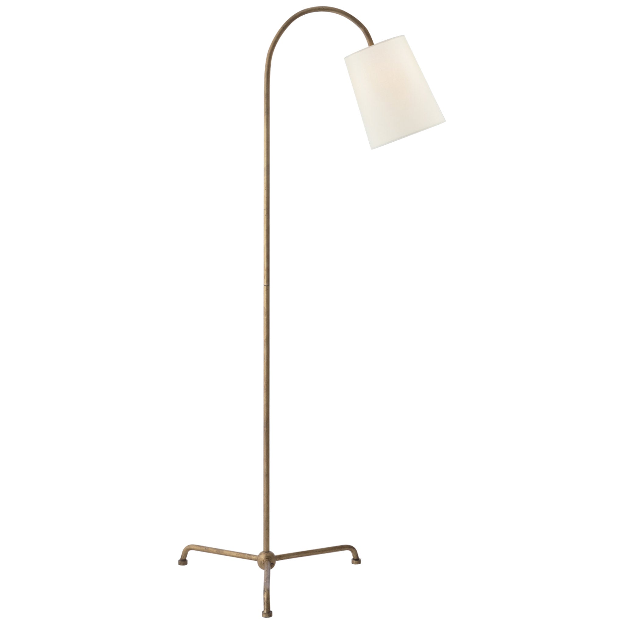 Thomas O'Brien Mia Floor Lamp in Gilded Iron with Linen Shade