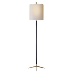 Thomas O'Brien Caron Floor Lamp in Bronze with Hand-Rubbed Antique Brass accents with Natural Paper Shade