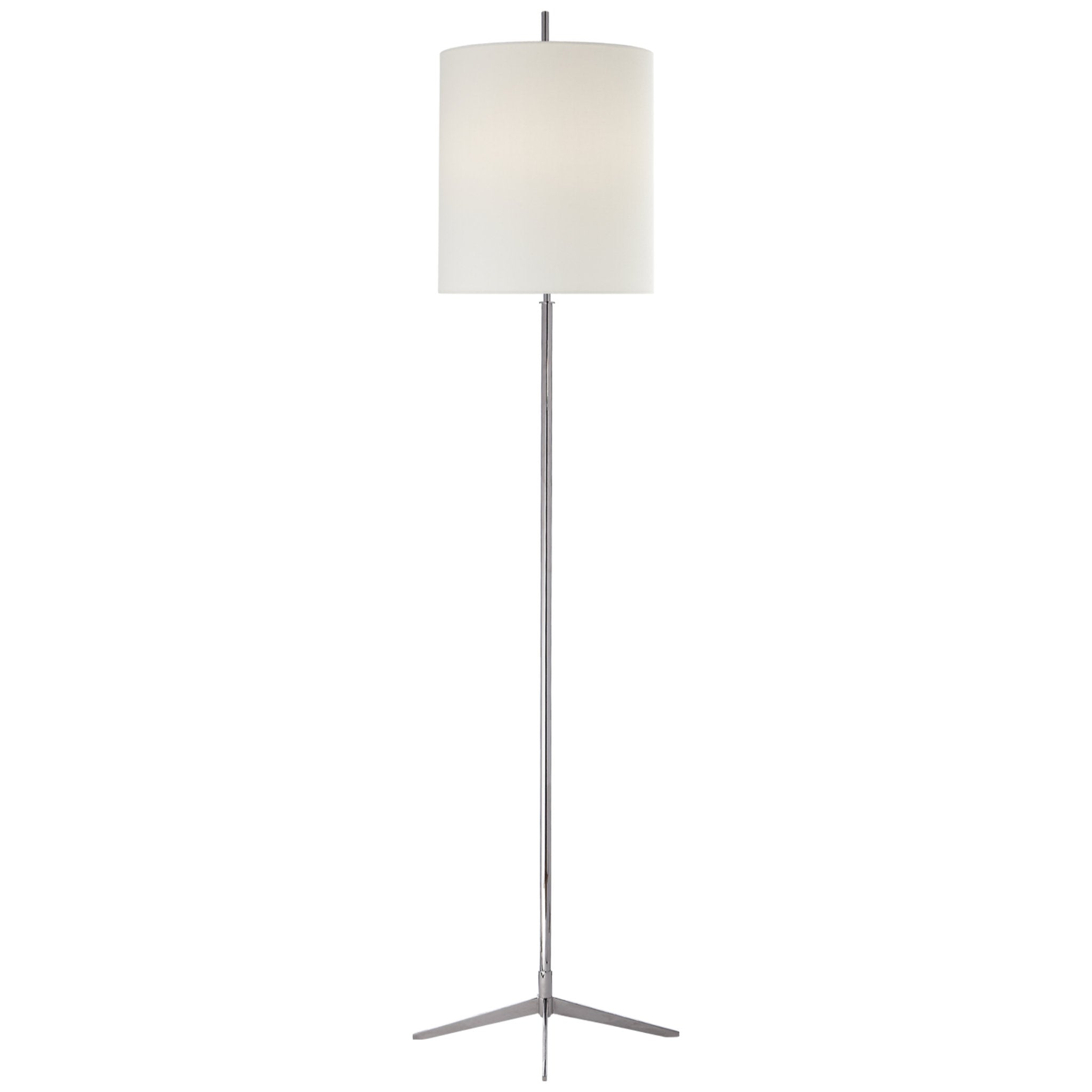 Thomas O'Brien Caron Floor Lamp in Polished Nickel with Linen Shade W16" x H67.5"