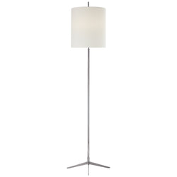 Thomas O'Brien Caron Floor Lamp in Polished Nickel with Linen Shade