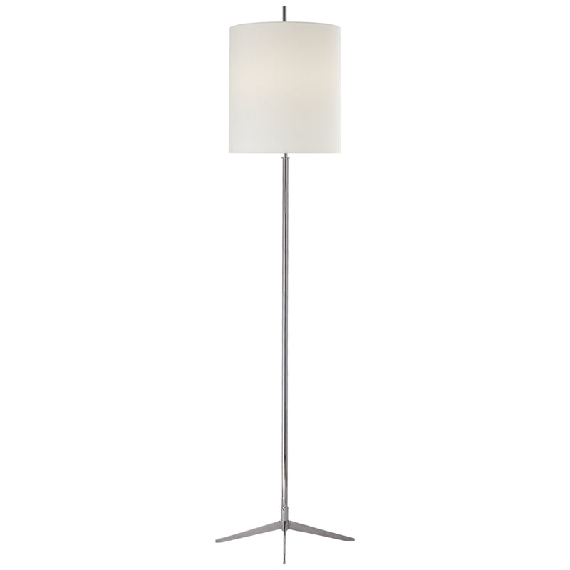 Thomas O'Brien Caron Floor Lamp in Polished Nickel with Linen Shade