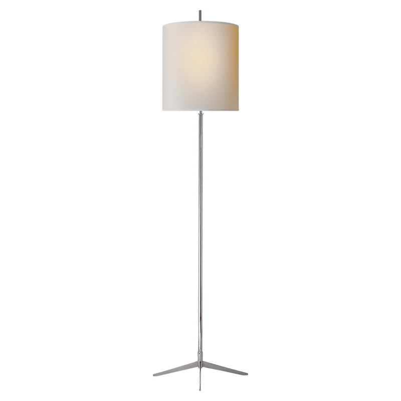 Thomas O'Brien Caron Floor Lamp in Polished Nickel with Natural Paper Shade