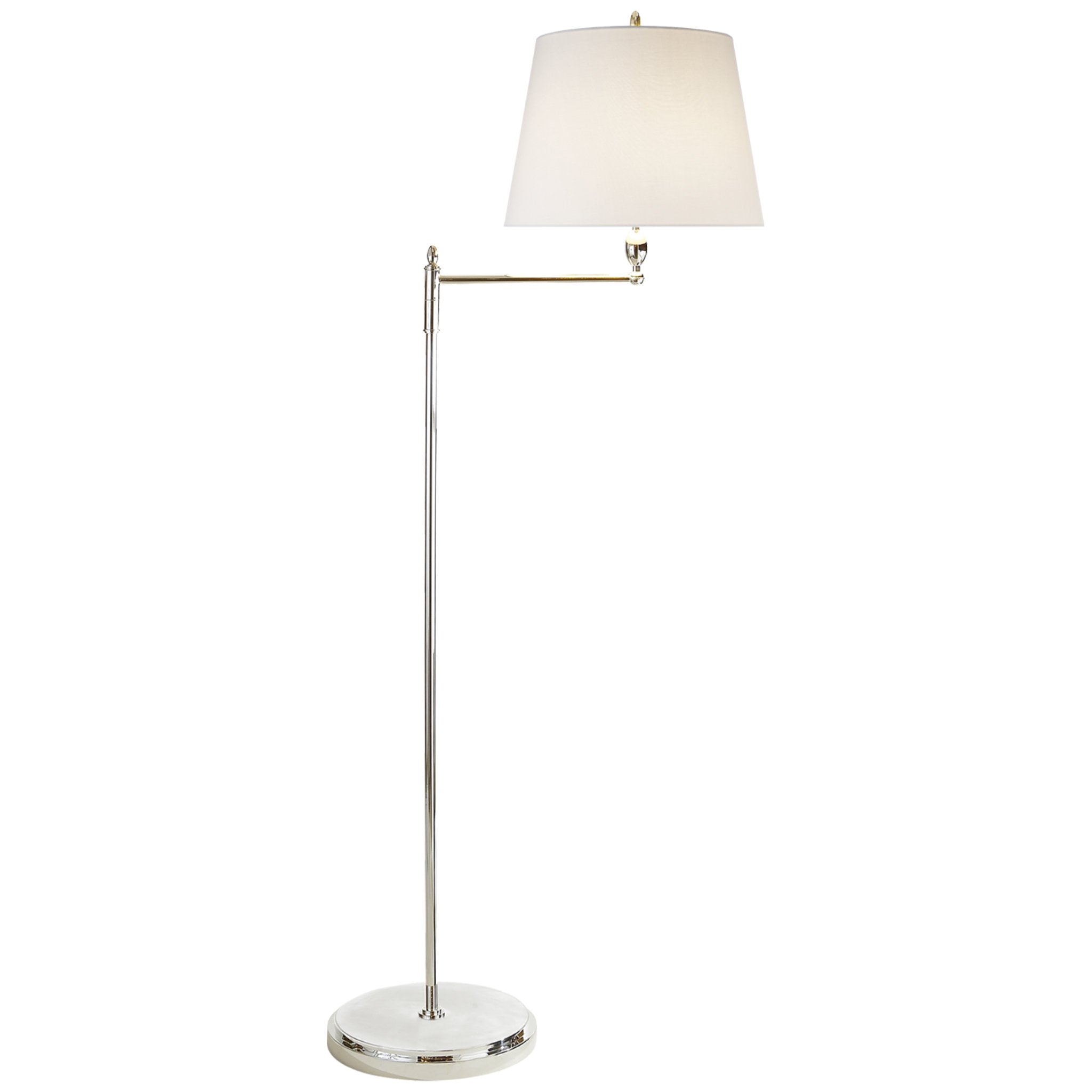 Thomas O'Brien Paulo Floor Light in Polished Nickel with Linen Shade