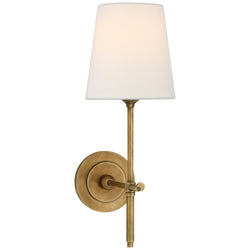 Thomas O'Brien Bryant Sconce in Hand-Rubbed Antique Brass with Linen Shade