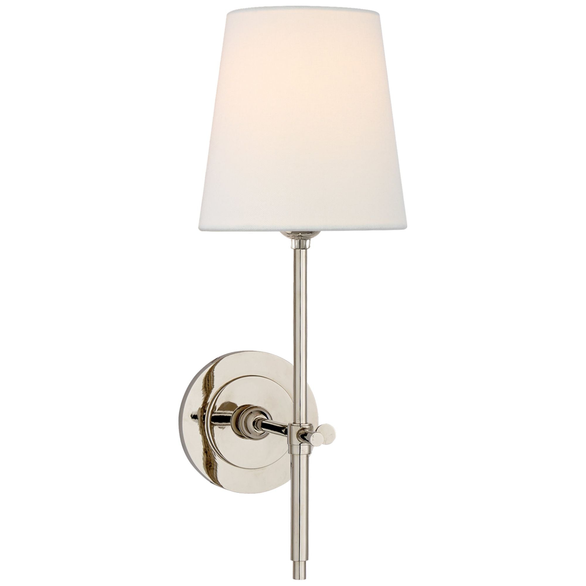 Thomas O'Brien Bryant Sconce in Polished Nickel with Linen Shade Wall Light W5.5" x H14.25"