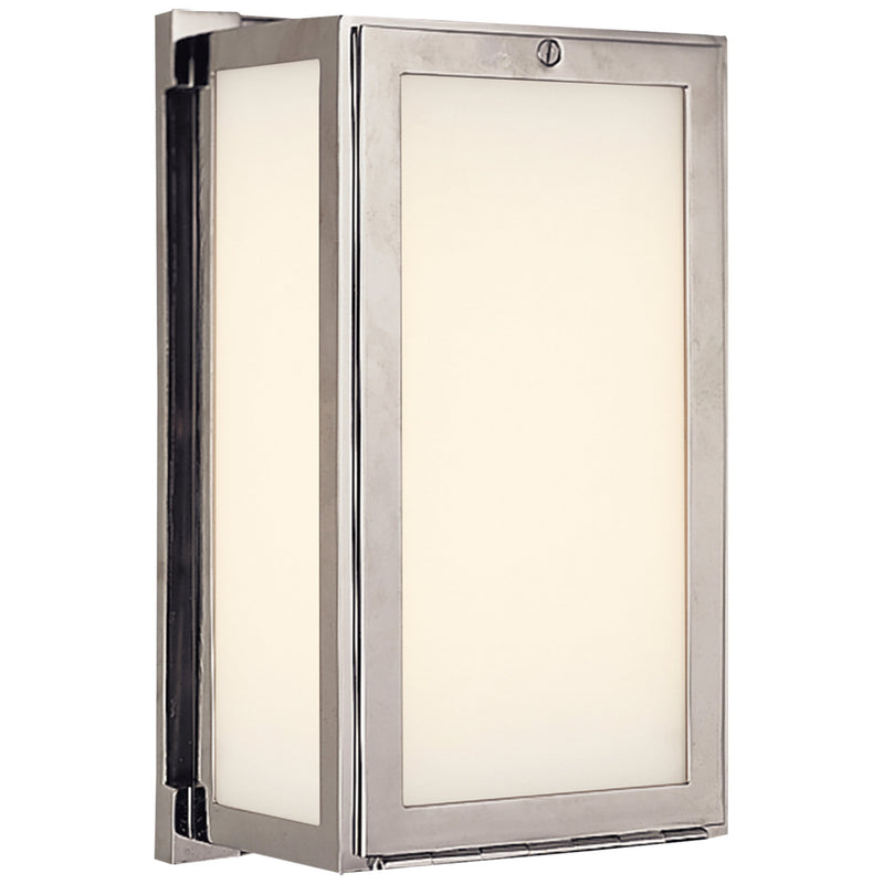 Thomas O'Brien Mercer Short Box Light in Polished Nickel with White Glass