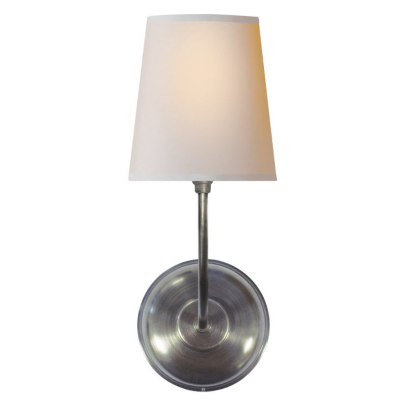 Thomas O'Brien Vendome Single Sconce in Antique Silver with Natural Paper Shade