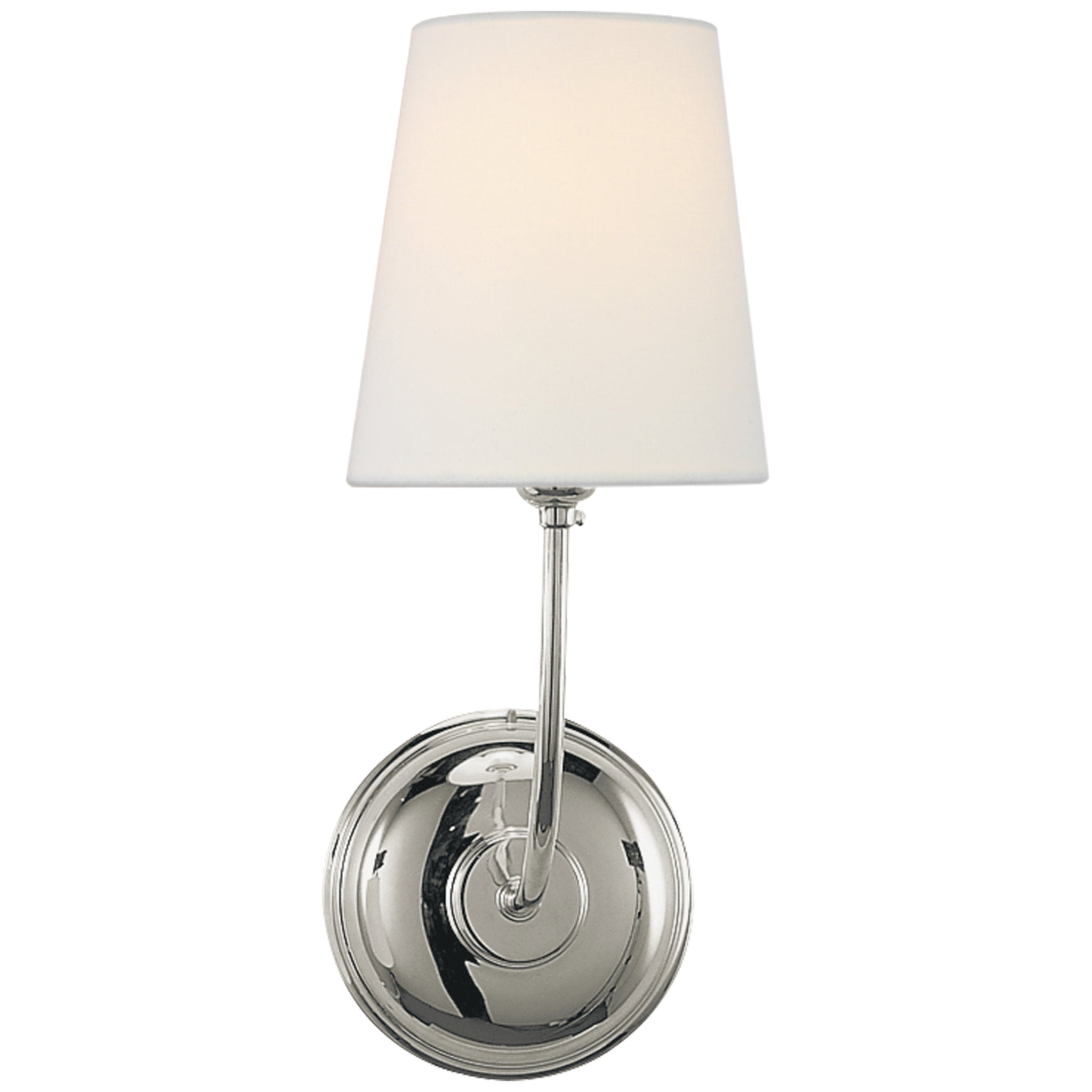 Thomas O'Brien Vendome Single Sconce in Polished Nickel with Linen Shade