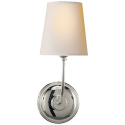 Thomas O'Brien Vendome Single Sconce in Polished Nickel with Natural Paper Shade