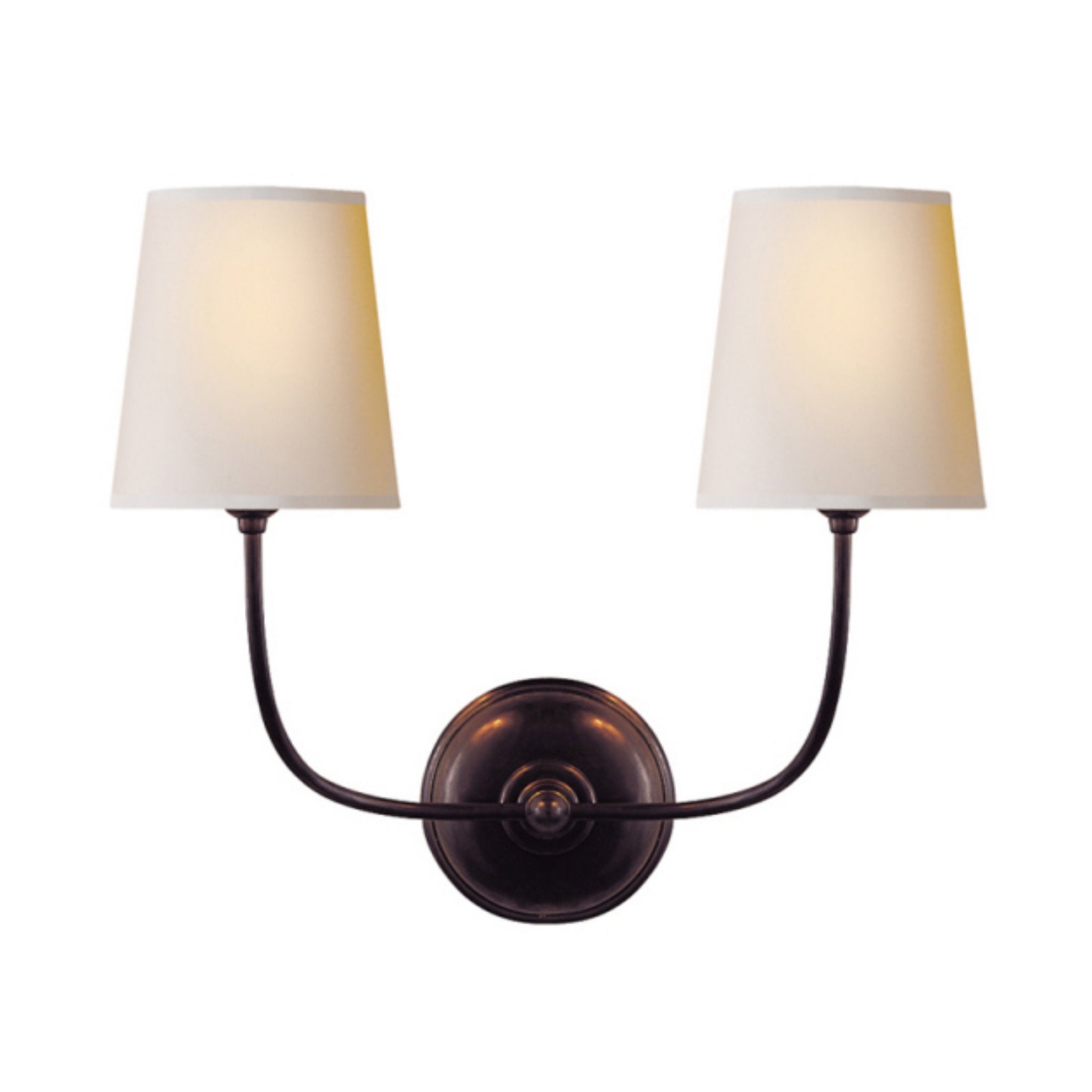Thomas O'Brien Vendome Double Sconce in Bronze with Natural Paper Shades