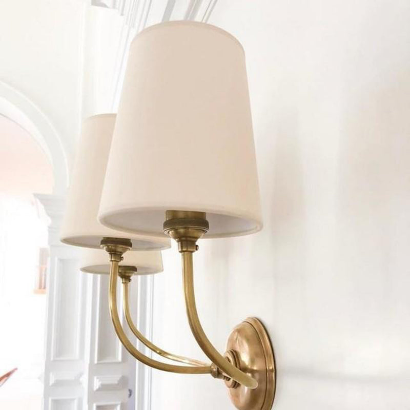 Thomas O'Brien Vendome Triple Sconce in Hand-Rubbed Antique Brass with Natural Paper Shades