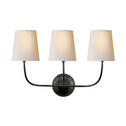 Thomas O'Brien Vendome Triple Sconce in Bronze with Natural Paper Shades