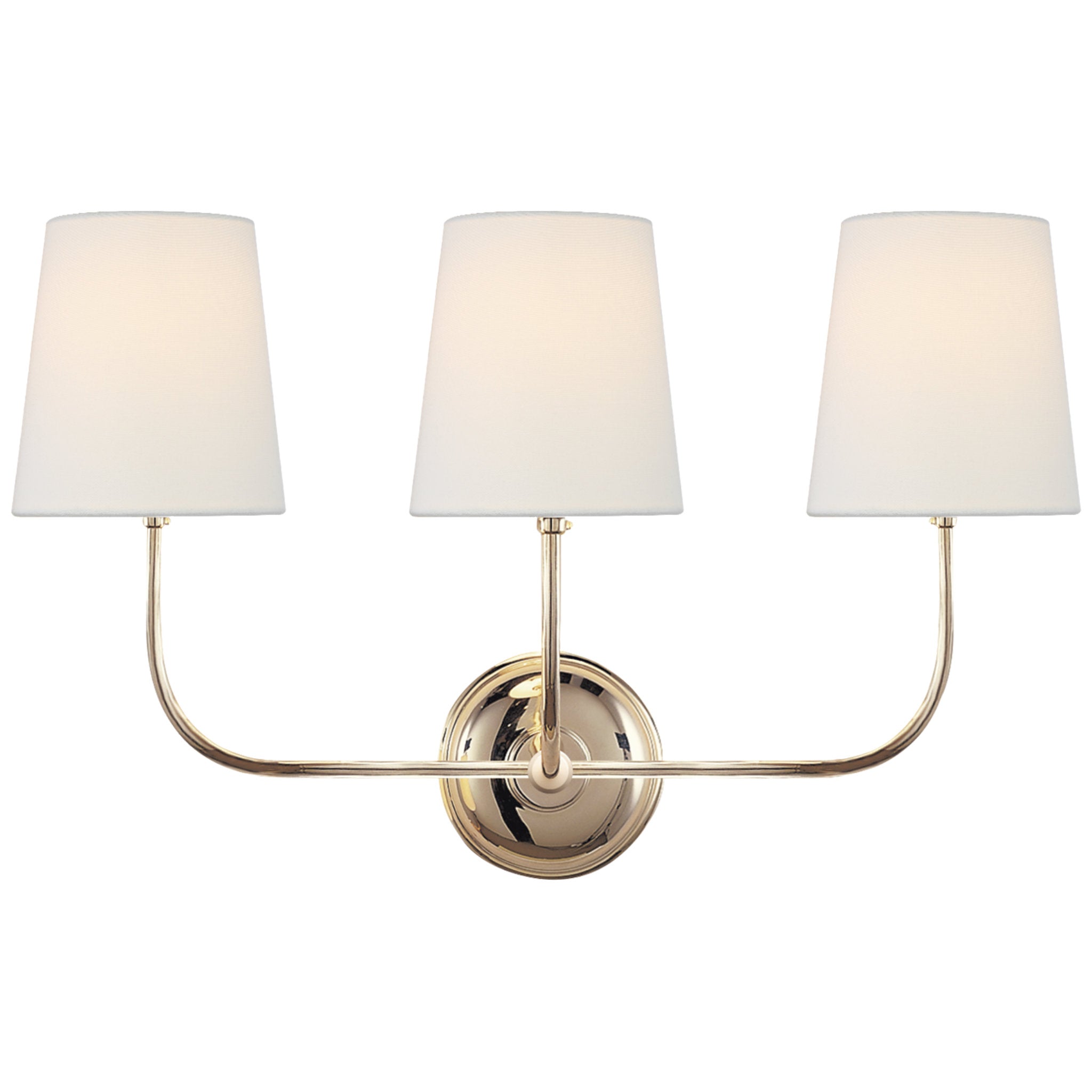 Thomas O'Brien Vendome Triple Sconce in Polished Nickel with Linen Shades
