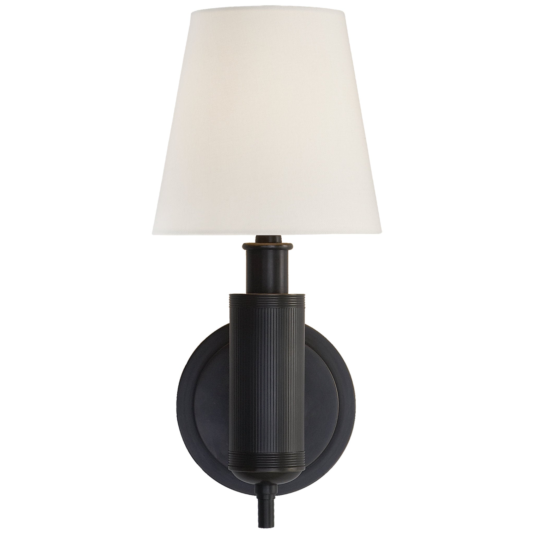 Thomas O'Brien Longacre Sconce in Bronze with Linen Shade