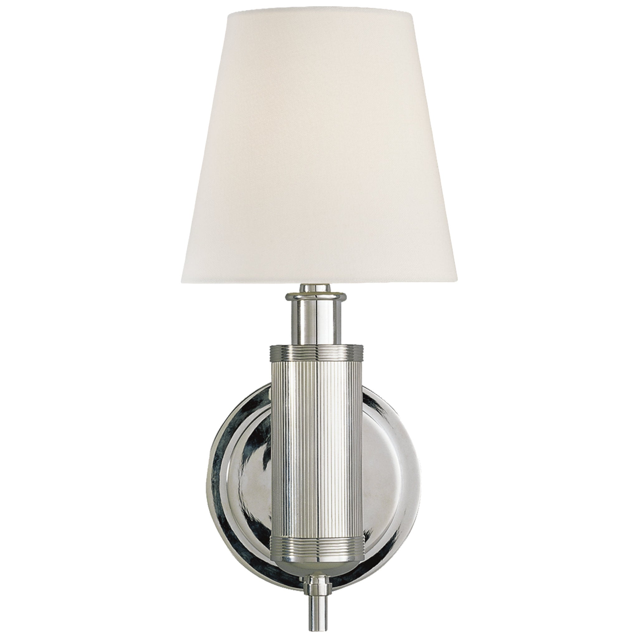 Thomas O'Brien Longacre Sconce in Polished Nickel with Linen Shade