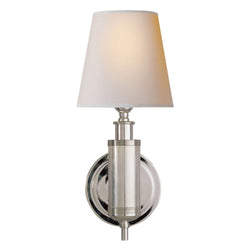 Thomas O'Brien Longacre Sconce in Polished Nickel with Natural Paper Shade