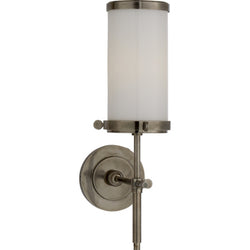 Thomas O'Brien Bryant Bath Sconce in Antique Nickel with White Glass