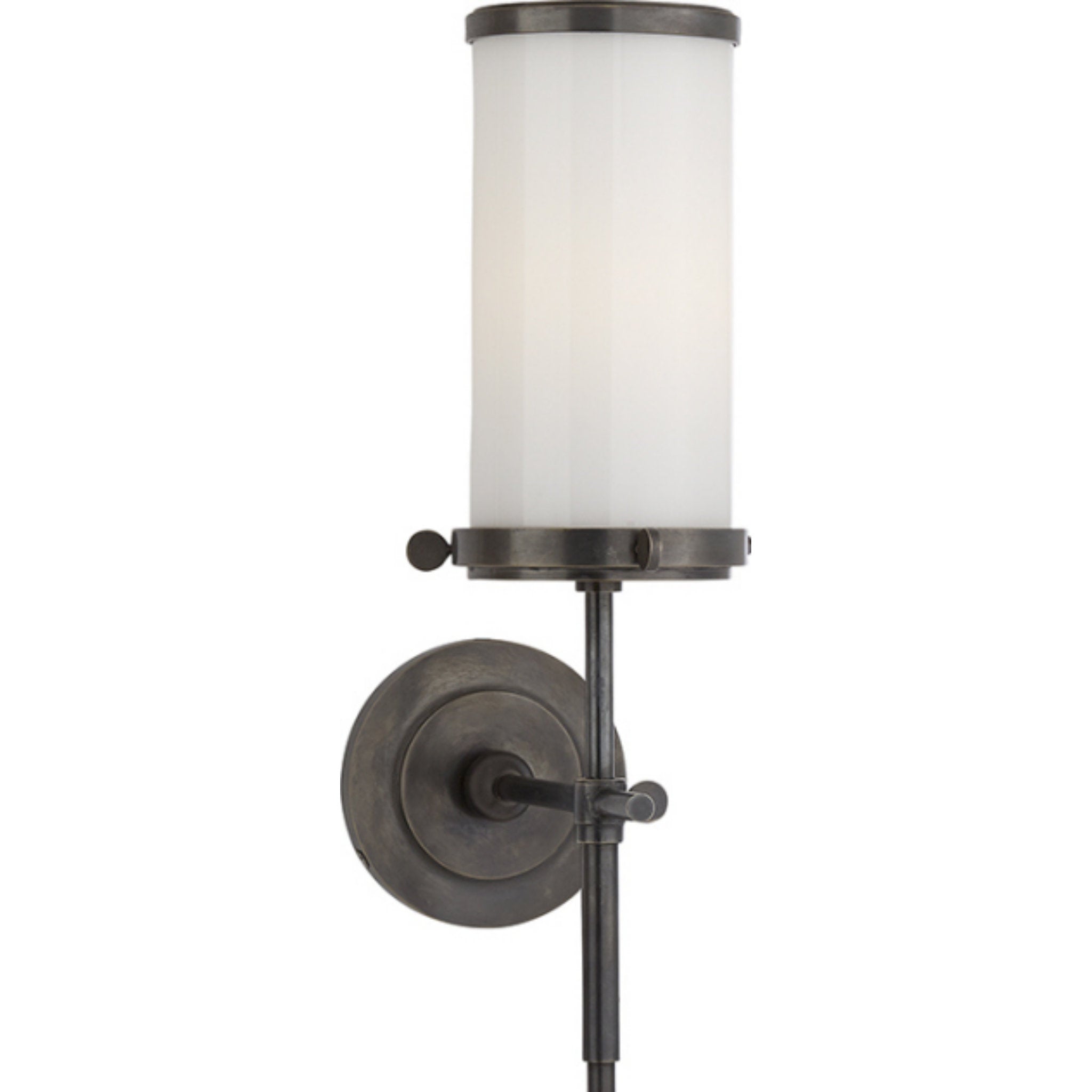 Thomas O'Brien Bryant Bath Sconce in Bronze with White Glass