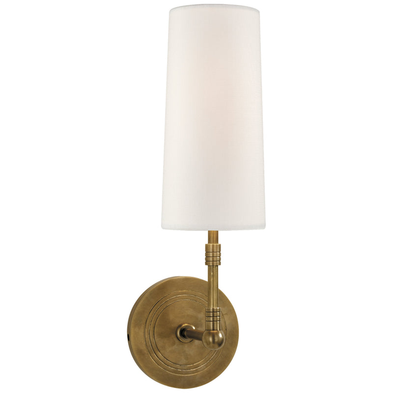 Thomas O'Brien Ziyi Sconce in Hand-Rubbed Antique Brass with Linen Shade