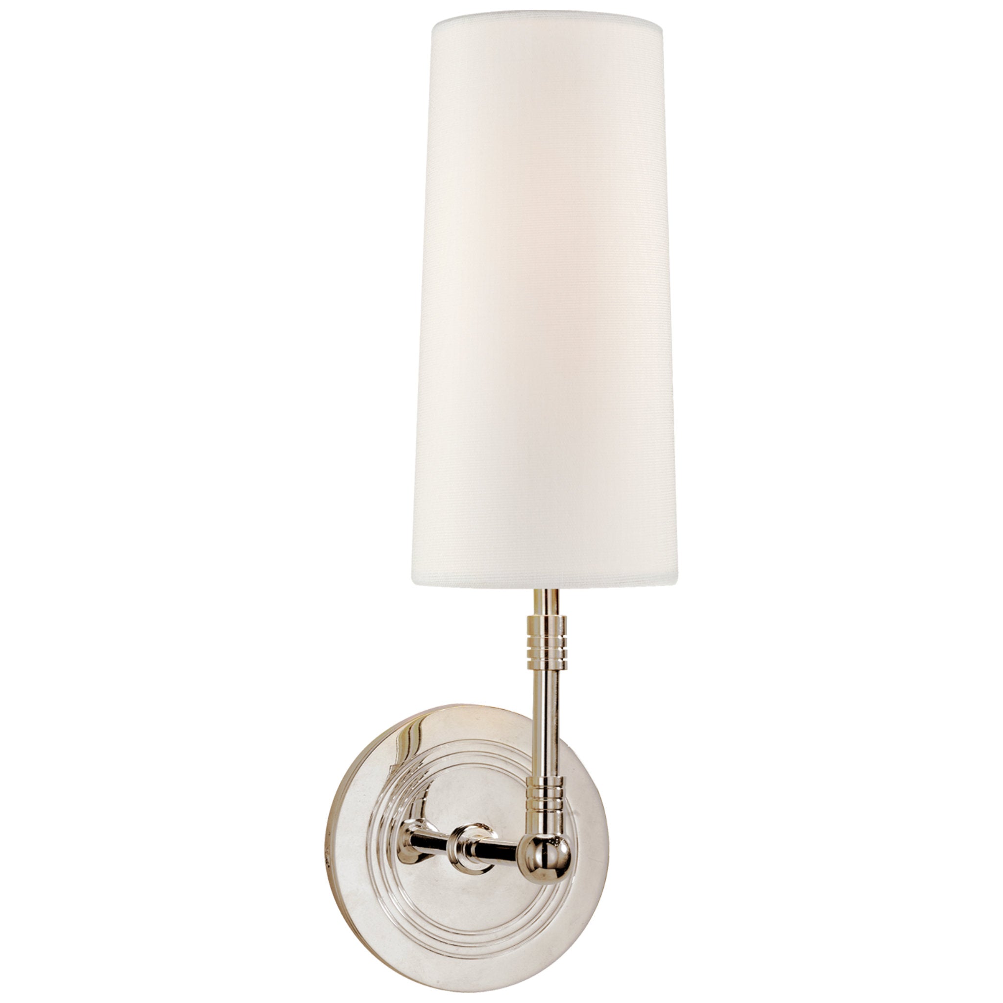Thomas O'Brien Ziyi Sconce in Polished Nickel with Linen Shade