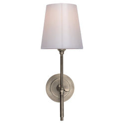 Thomas O'Brien Bryant Sconce in Antique Nickel with White Glass