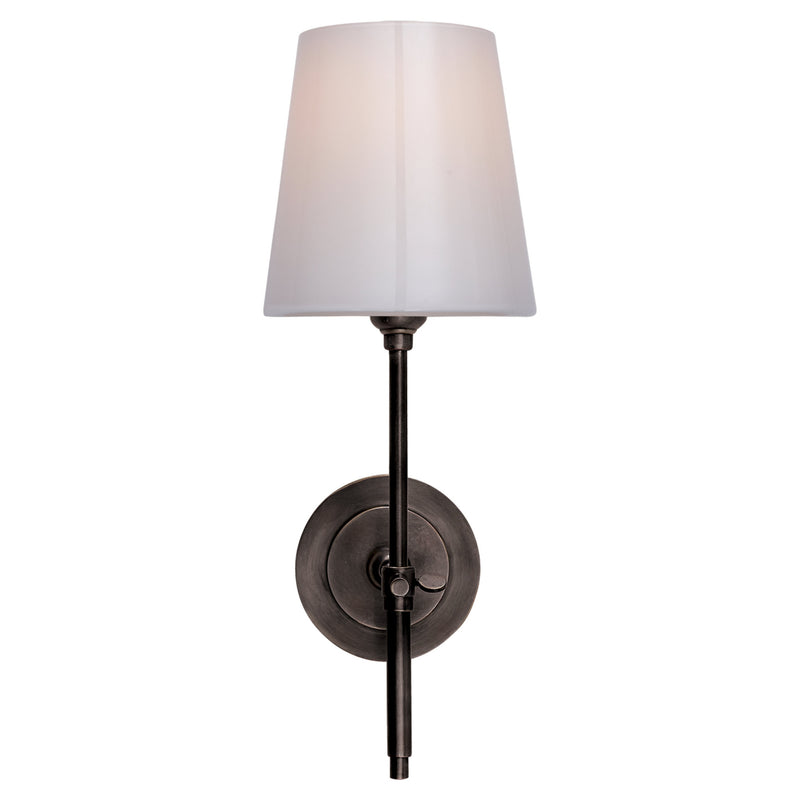 Thomas O'Brien Bryant Sconce in Bronze with White Glass Shade