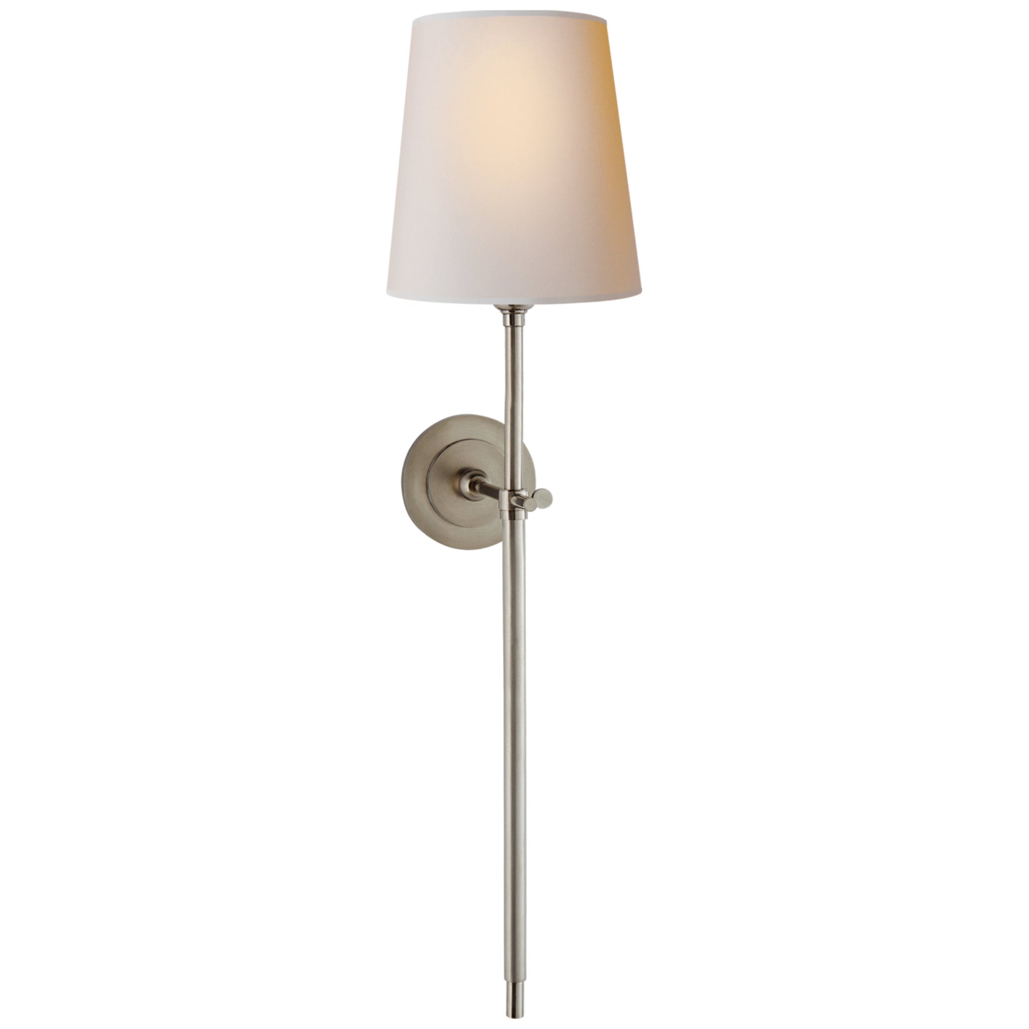 Thomas O'Brien Bryant Large Tail Sconce in Antique Nickel with Natural Paper Shade