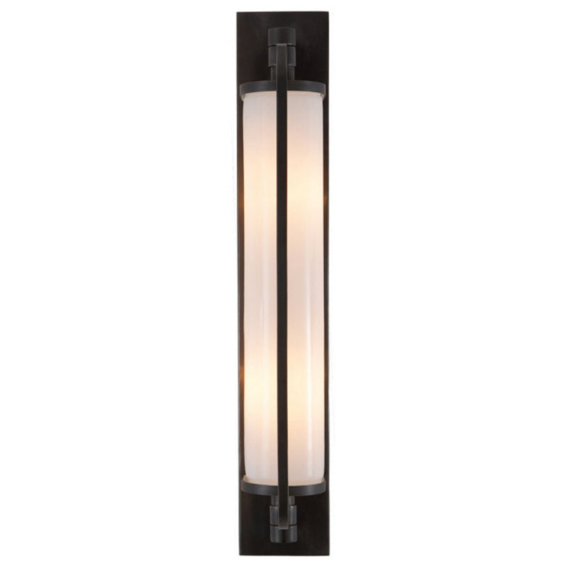Thomas O'Brien Keeley Tall Pivoting Sconce in Bronze with White Glass