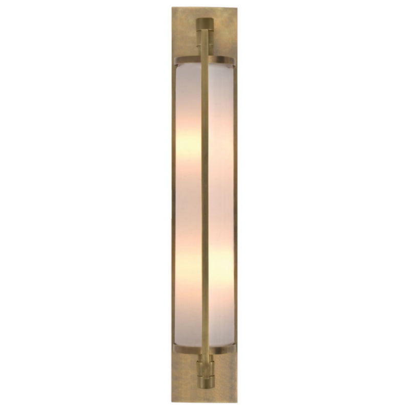 Thomas O'Brien Keeley Tall Pivoting Sconce in Hand-Rubbed Antique Brass with White Glass