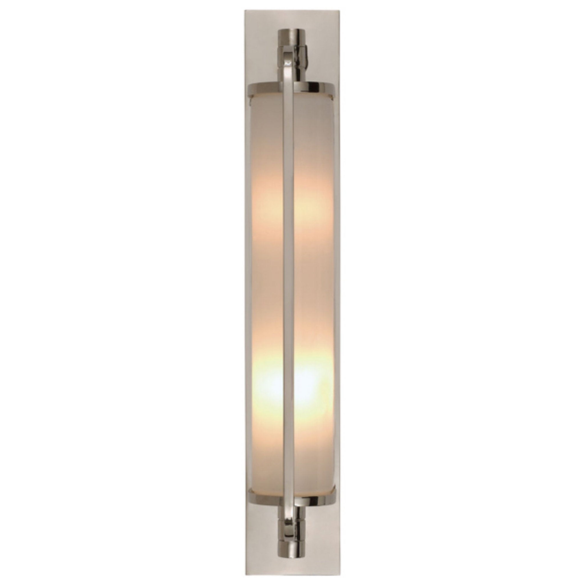 Thomas O'Brien Keeley Tall Pivoting Sconce in Polished Nickel with White Glass