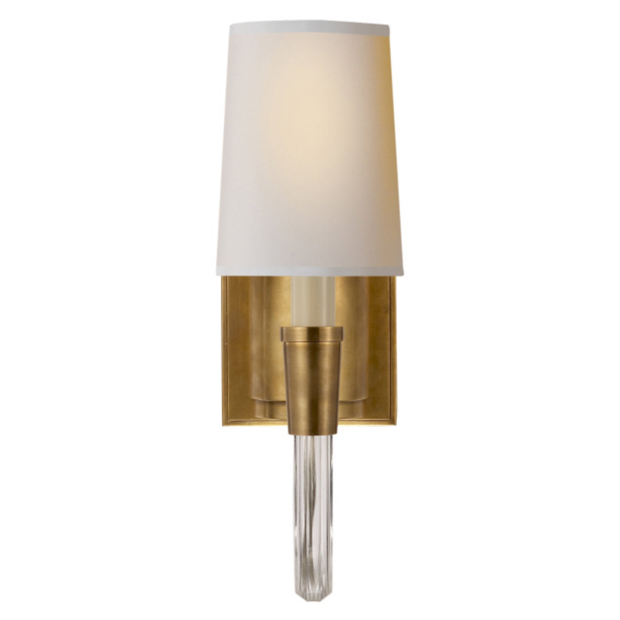 Thomas O'Brien Vivian Single Sconce in Hand-Rubbed Antique Brass with Natural Paper Shade