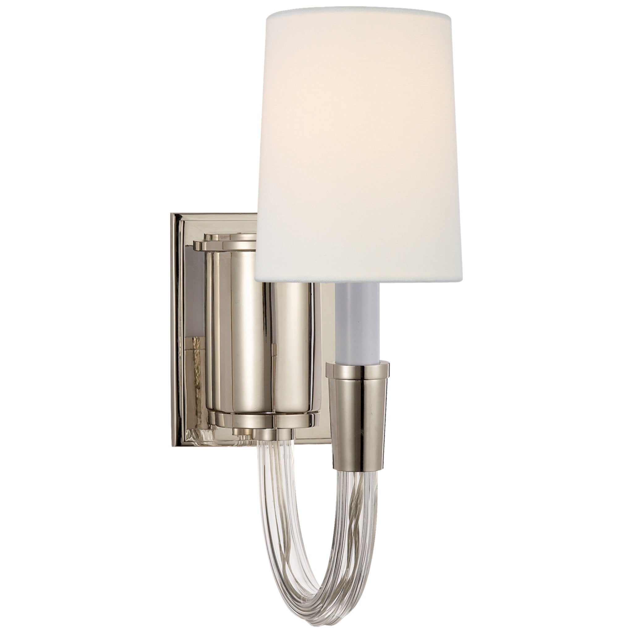Thomas O'Brien Vivian Single Sconce in Polished Nickel with Linen Shade