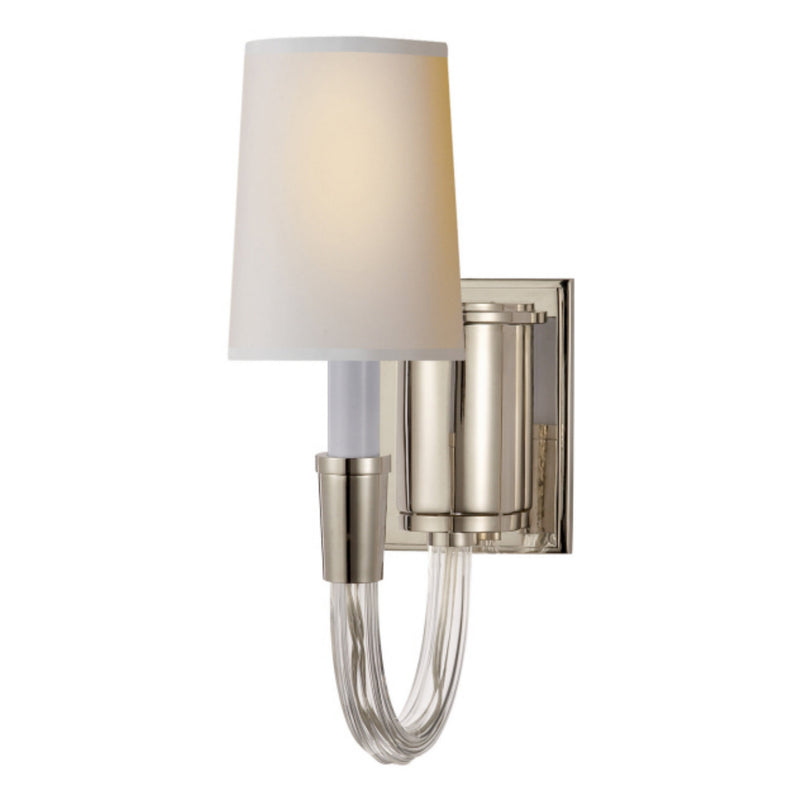Thomas O'Brien Vivian Single Sconce in Polished Nickel with Natural Paper Shade