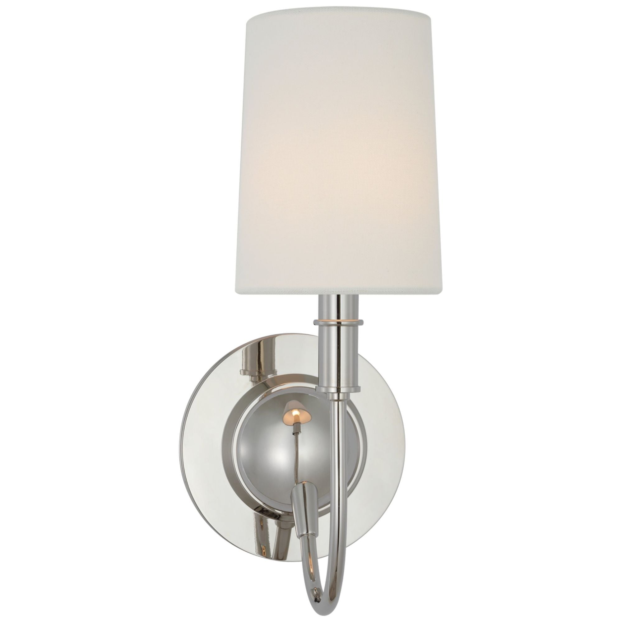 Thomas O'Brien Elkins Sconce in Polished Nickel with Linen Shade Wall Light W5.5" x H13.75"