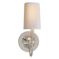 Thomas O'Brien Elkins Sconce in Polished Silver with Natural Paper Shade