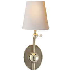 Thomas O'Brien Alton Pivoting Sconce in Antique Nickel and Polished Nickel with Natural Paper Shade