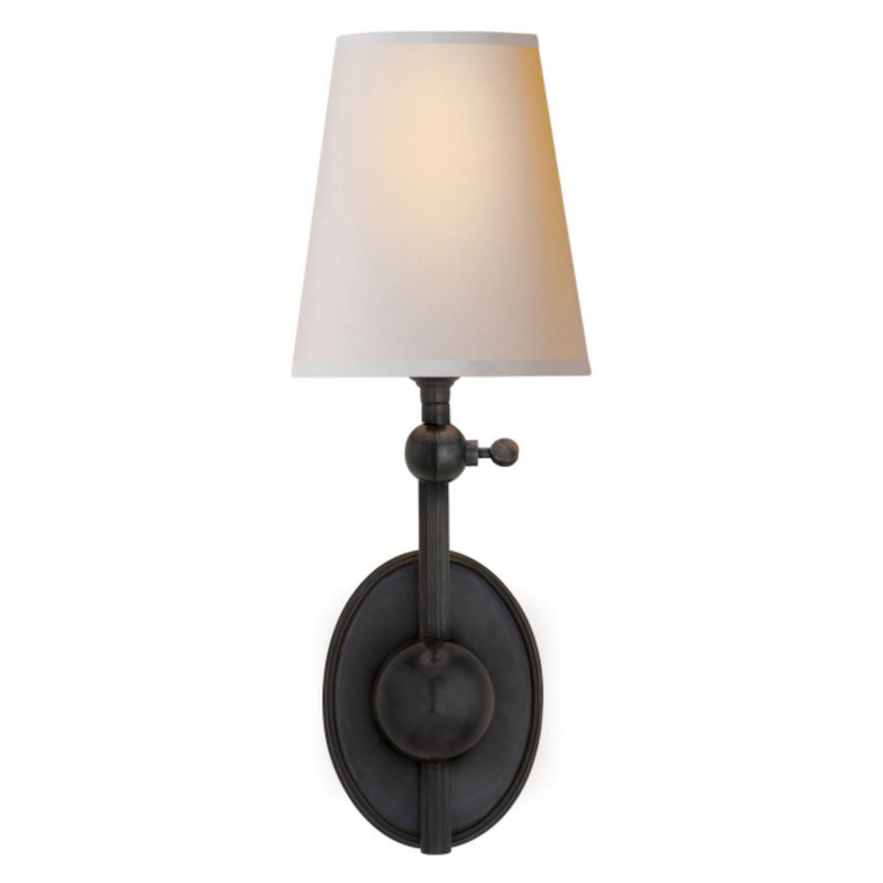 Thomas O'Brien Alton Pivoting Sconce in Bronze with Natural Paper Shade