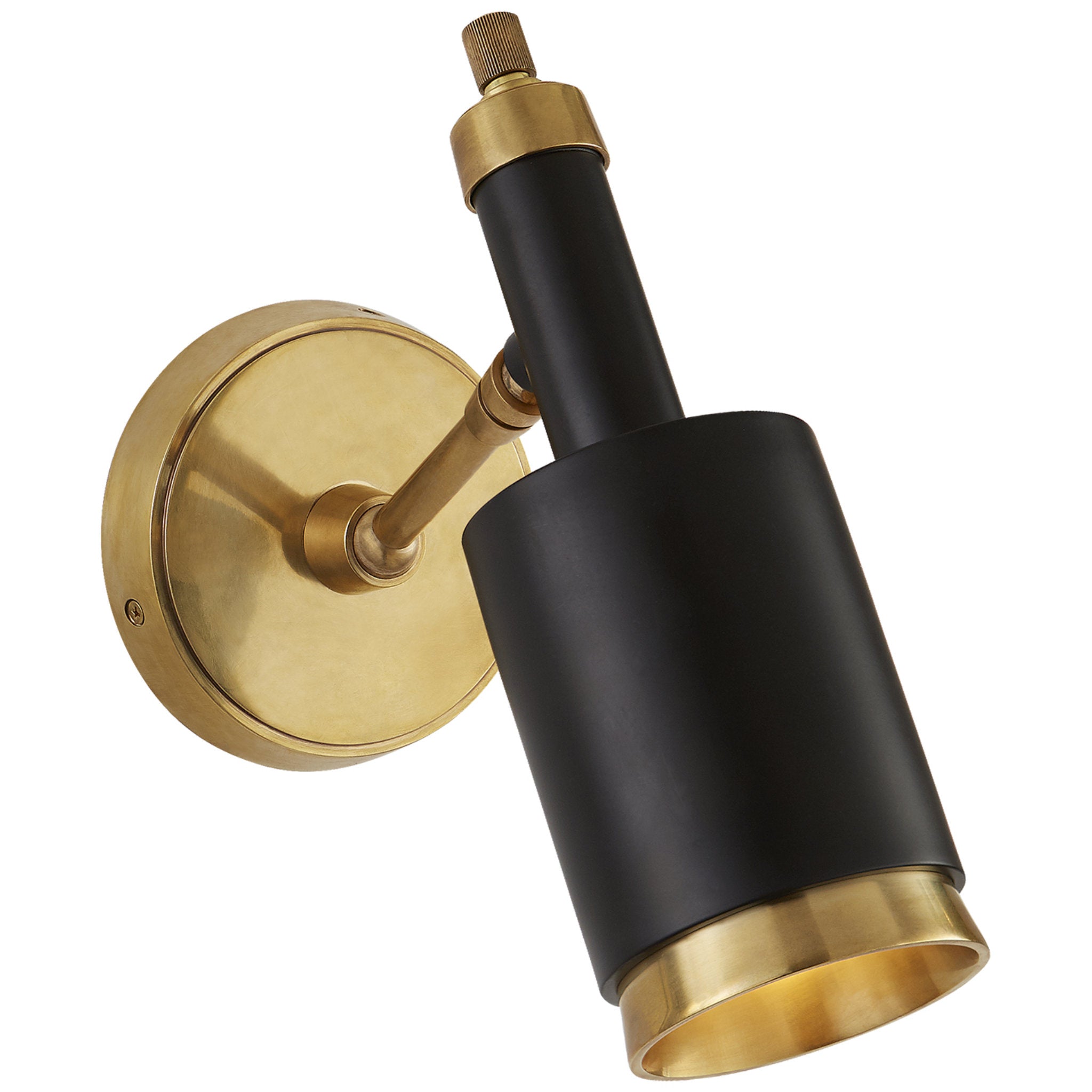 Thomas O'Brien Anders Small Articulating Wall Light in Hand-Rubbed Antique Brass and Black