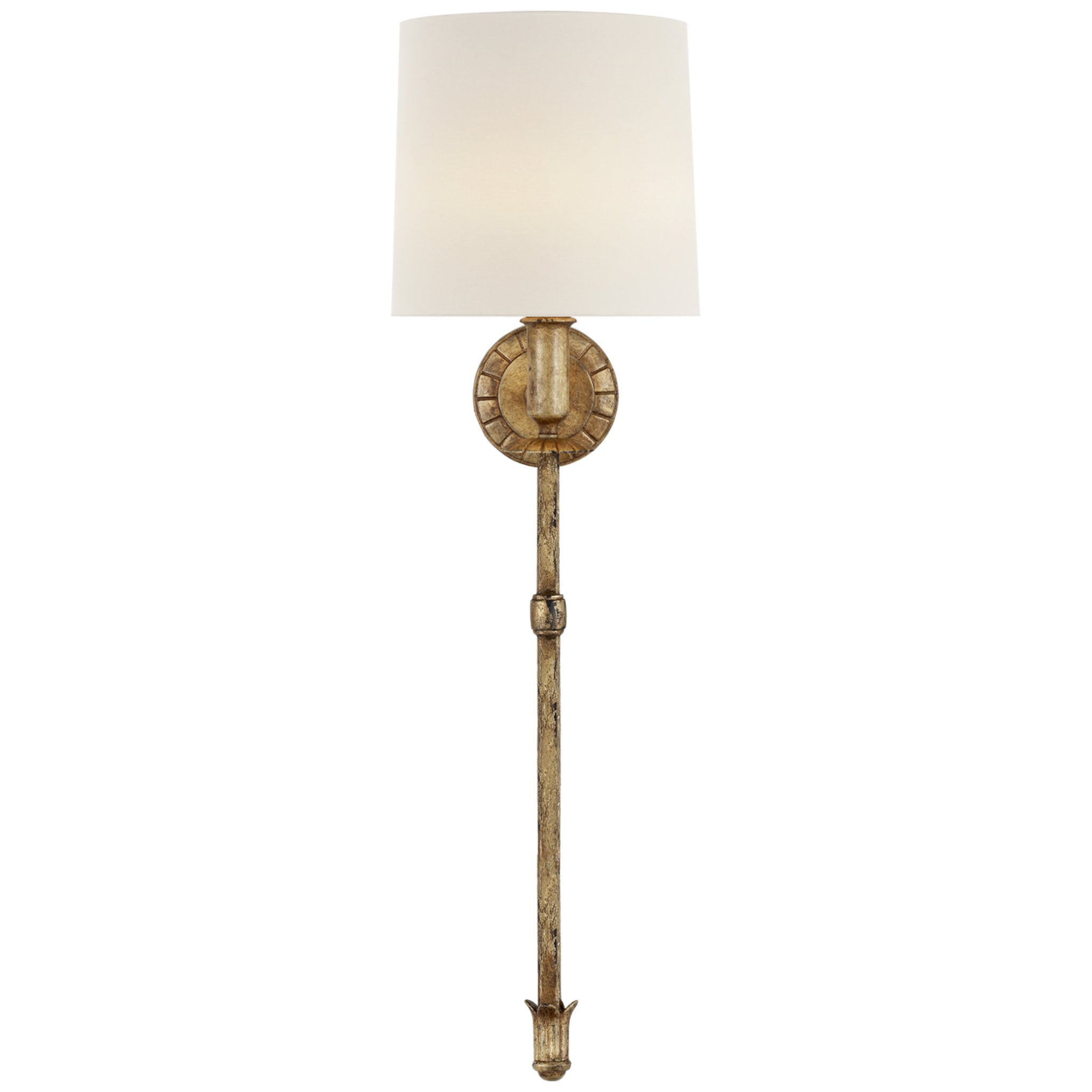 Thomas O'Brien Michel Tail Sconce in Gild with Linen Shade