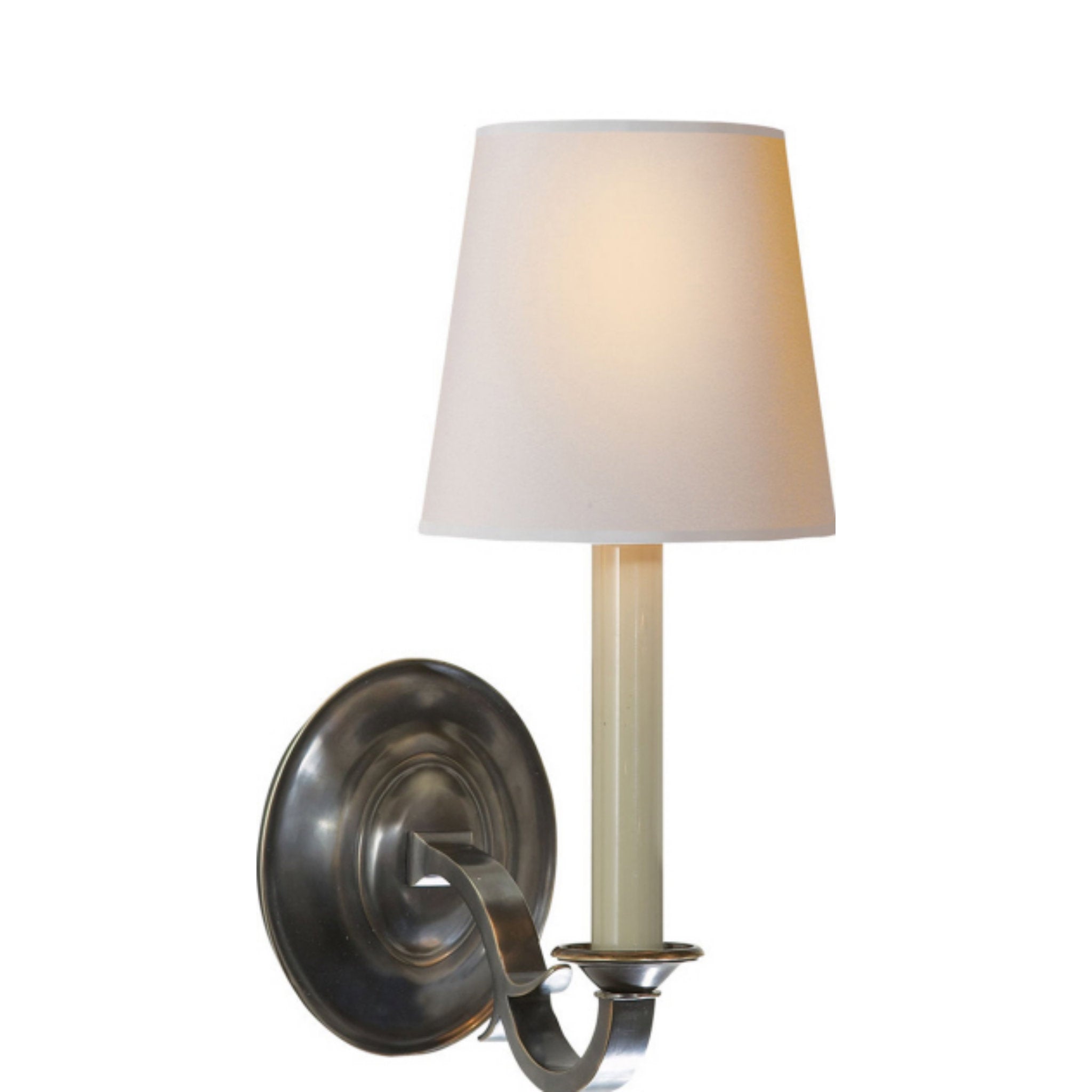 Thomas O'Brien Channing Single Sconce in Bronze with Natural Paper Shade