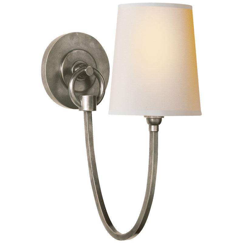 Thomas O'Brien Reed Single Sconce in Antique Nickel with Natural Paper Shade